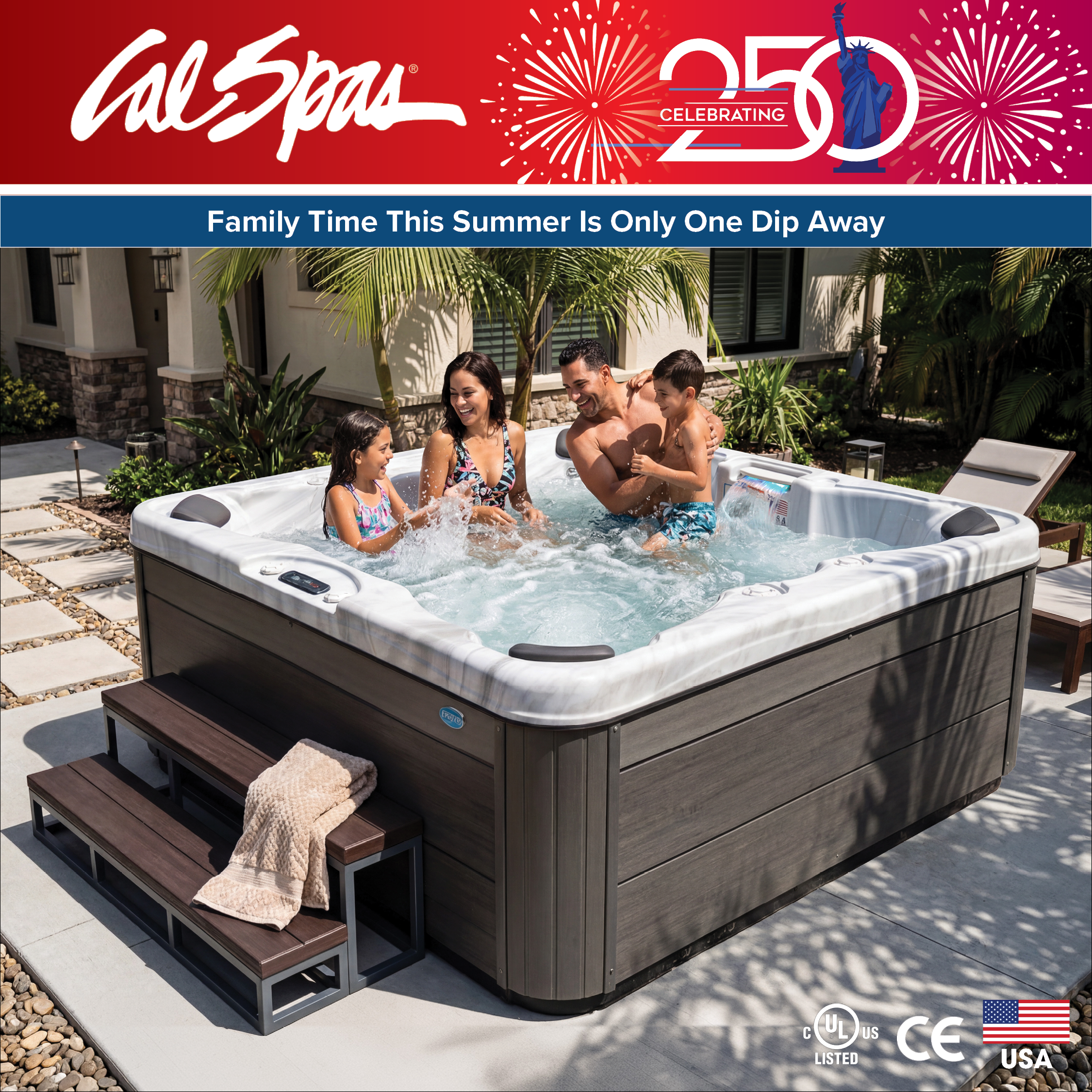Calspas hot tub being used in a family setting - Gresham